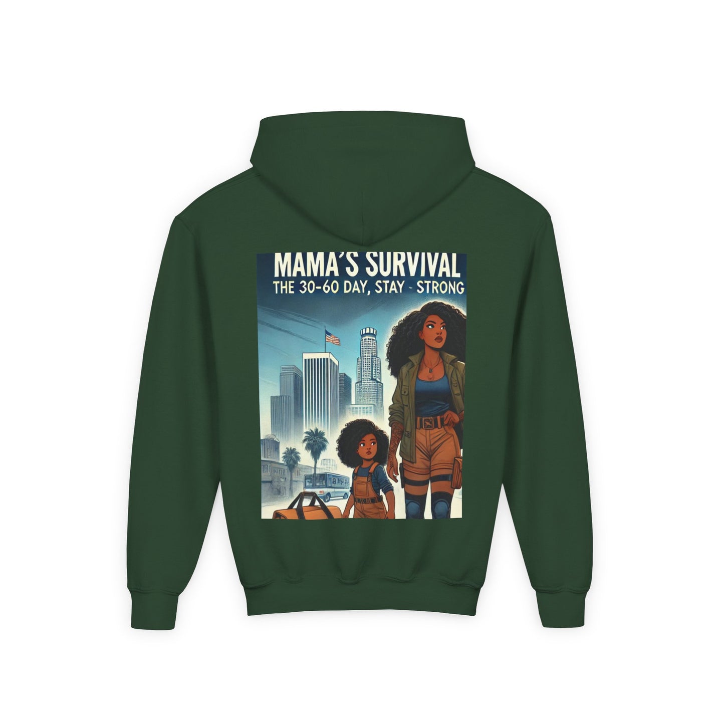 Mama's Survival Blueprint Youth Hoodie - Empowering Design for Strong Families