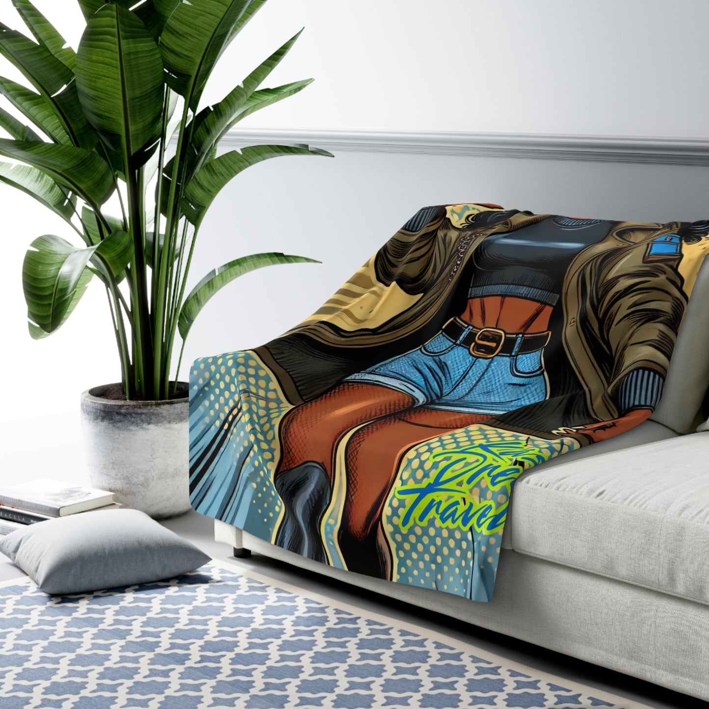 Stylish Sherpa Fleece Blanket - Pop Art Design for Cozy Vibes